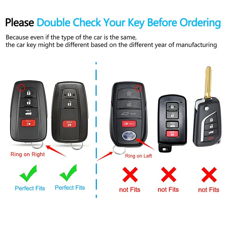 Autophone Compatible With Toyota Key Fob Cover with Keychain Soft TPU Key Shell Case,For 2019-2025 Rav4 2019-2024 Camry 4 Runner 2020-2022 Highlander Corolla Prius C-HR Avalon GT86(Blue) - Image 2